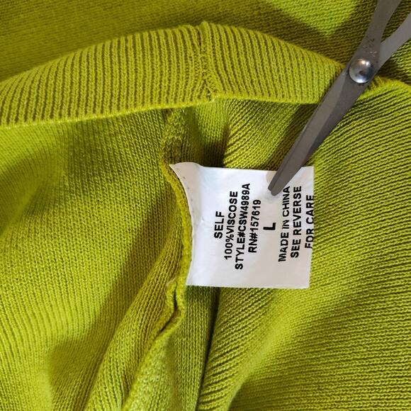 Vesstique Sweater Womens Large Green Ruffle Collar Off Shoulder Pullover Top - Picture 10 of 14